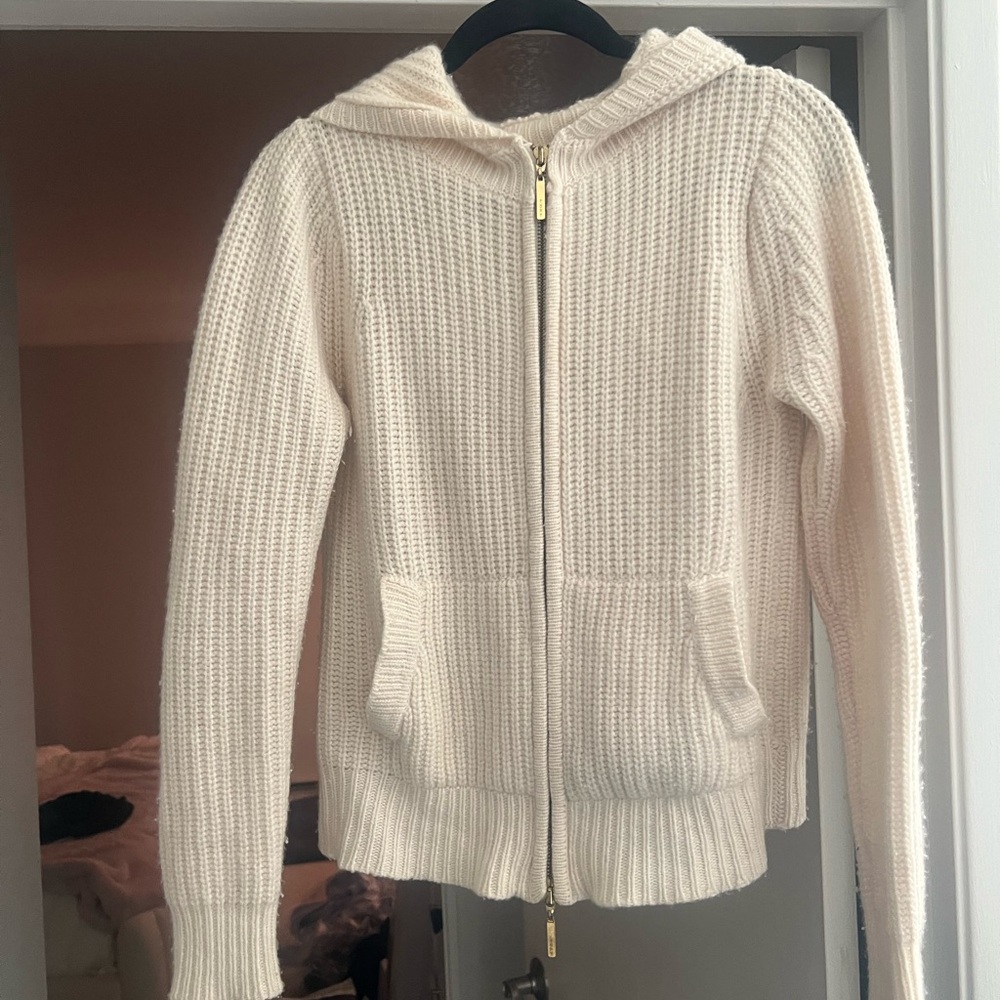 Tory Burch Cream Hooded Sweater - Picture 8 of 9